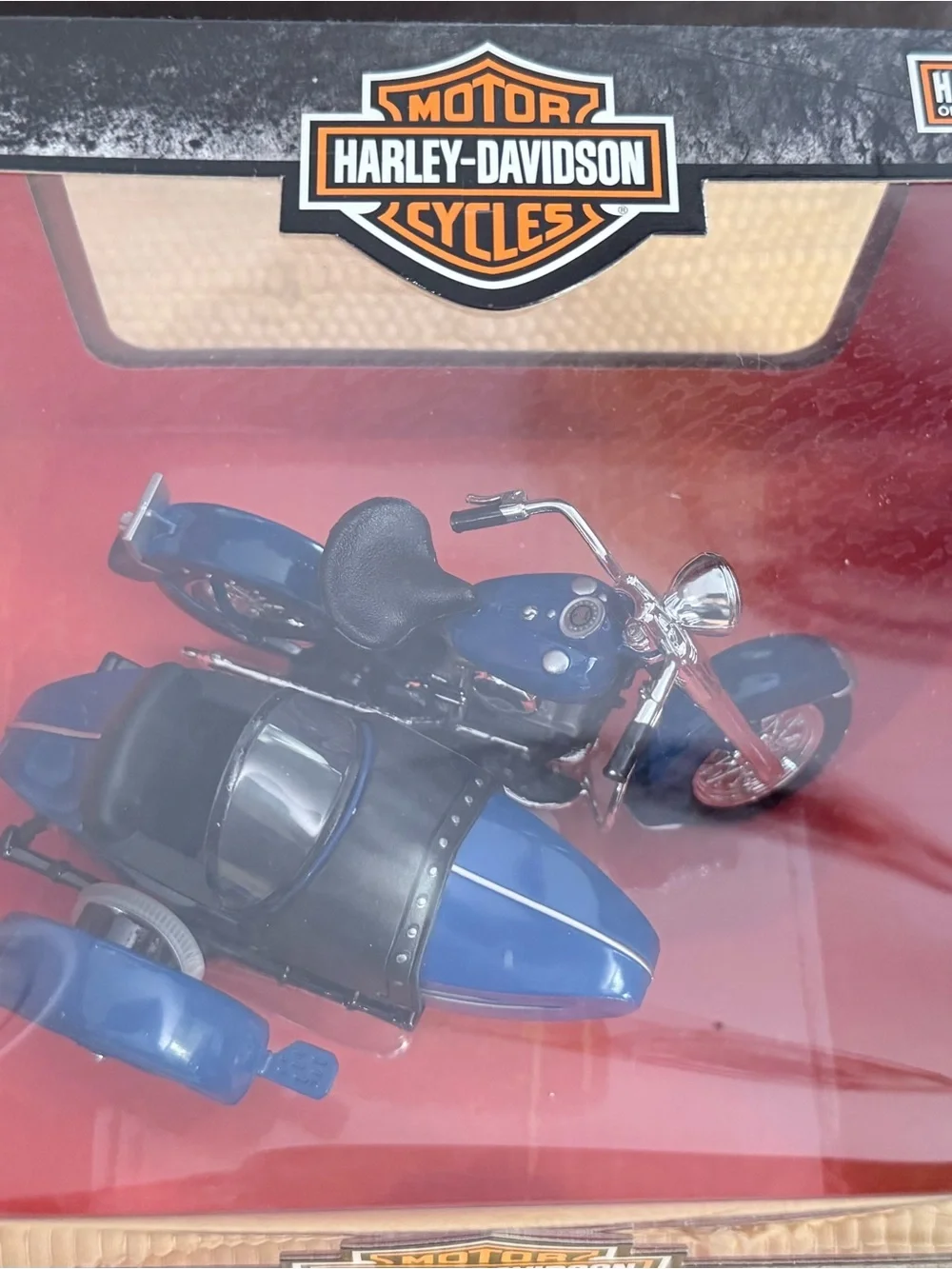 Harley-Davidson Blue and Orange Die-Cast Motorcycle Toy